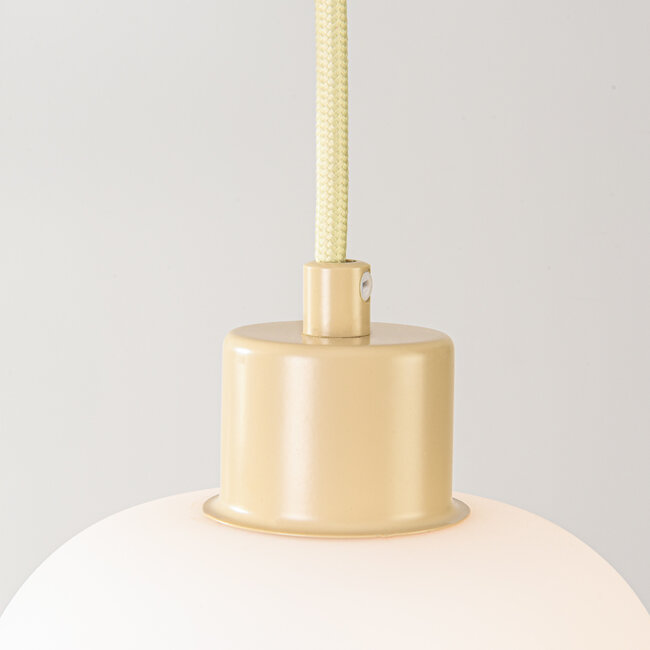 Modern Stockton pendant lamp - beige with opal white glass, 3-light