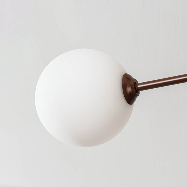 4-light ceiling lamp Stiri - brown with opal white glass