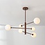 6-light ceiling light Sest - brown with opal white glass