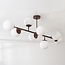 8-light ceiling light Osem - brown with opal white glass