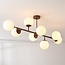 8-light ceiling light Osem - brown with opal white glass