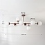 Osem brown designer lighting ceiling lamp with opal white glass spheres - 8-light
