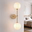 Modern beige Runda wall lamp with opal white glass, 2-light