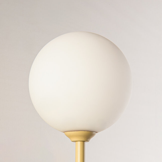 Modern beige Runda wall lamp with opal white glass, 2-light