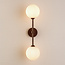 Modern brown Runda wall lamp with opal white glass, 2-light