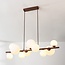 10-light pendant light Deka - brown with opal white glass