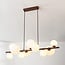 Designer pendant light Deka brown with opal white glass, 10-light