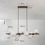 Designer pendant light Deka brown with opal white glass, 10-light