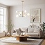 8-light ceiling light Oito - beige with opal white glass, adjustable