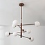 8-light ceiling light Oito - brown with opal white glass, adjustable