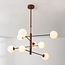 8-light ceiling light Oito - brown with opal white glass, adjustable