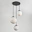 Designer pendant lamp Marbelle 3-light in black with marble-look glass