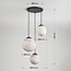 Designer lighting pendant Marbelle black with marble-look glass 3-light