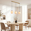 Tessra pendant lamp with three marble-look spheres and brass Golden accents