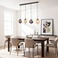4-light pendant lamp Delia with smoked and light amber glass and gold accents