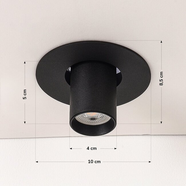 Adjustable recessed spotlight in black Ø10 cm