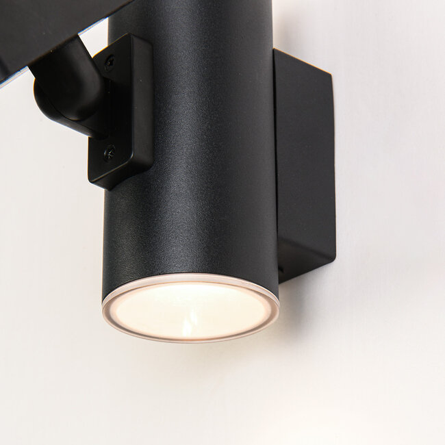 Solar wall light Atri – black with up- & downlight