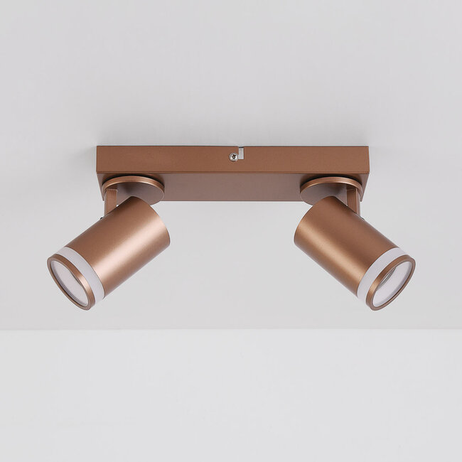 Modern ceiling spotlight Dotto in warm earth tones, 2-light - adjustable