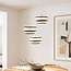 3-light Luxin pendant lamp with double linen shades – off-white with black accents
