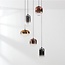 3-step dimmable Kafei pendant lamp with LED and glass shades in gold, smoked glass and copper