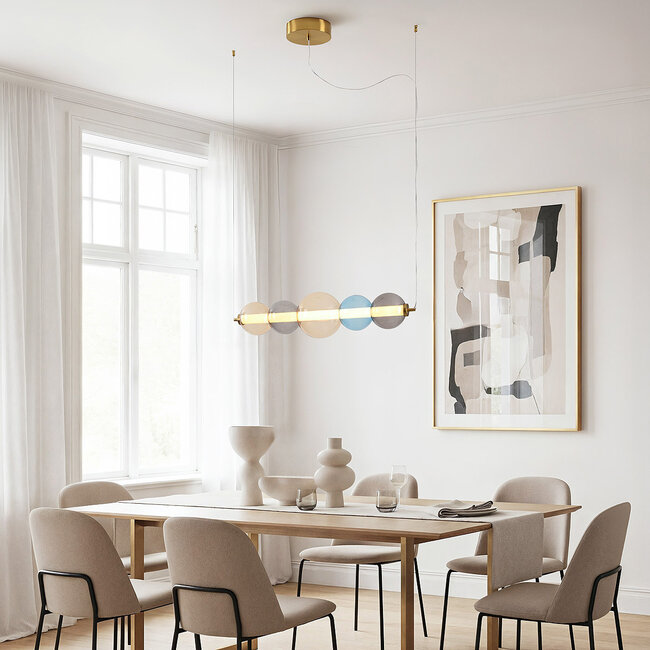 Movar Designer lighting pendant lamp with LED and coloured glass spheres - triac dimmable