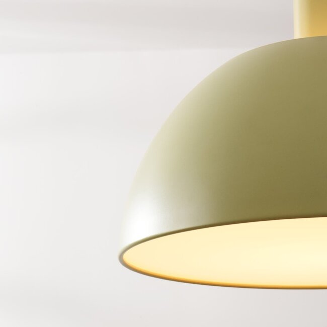 Modern Mirae pendant lamp in soft matt green with White interior