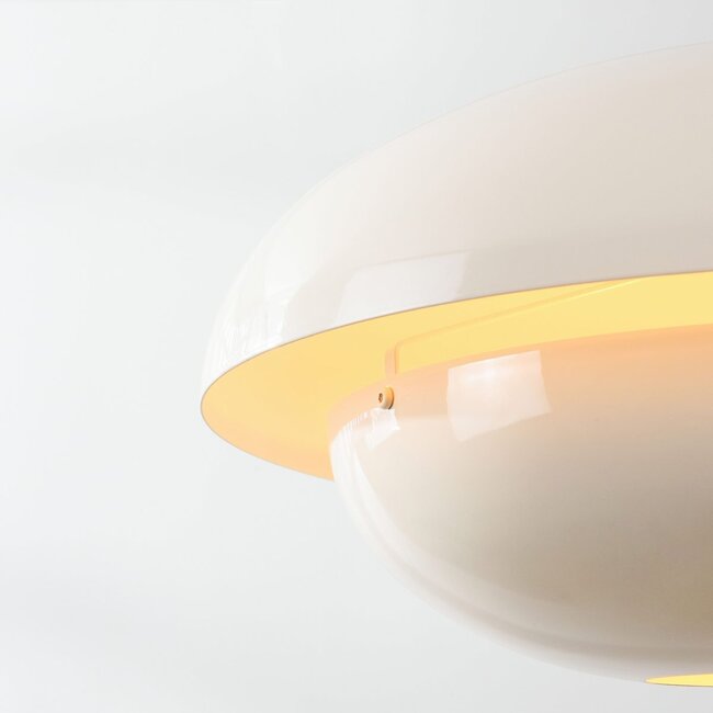 Modern retro pendant lamp Orbia in light beige high gloss