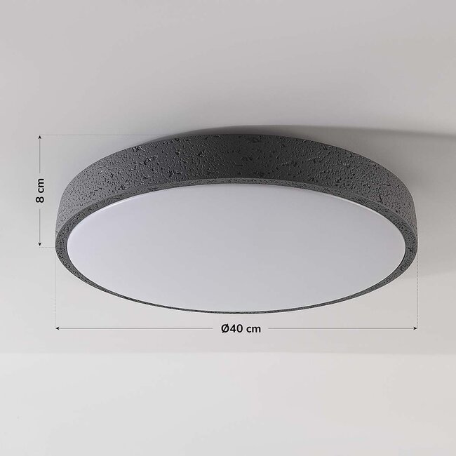 Modern ceiling lamp Arvid with dark grey stone effect, 3-step dimmable Ø40 cm