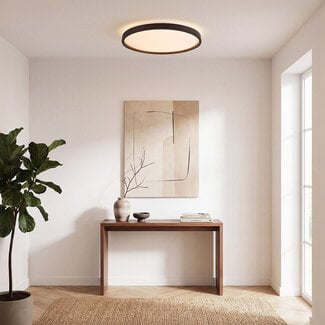 Nerio ceiling light with walnut finish, 3-step dimmable Ø39.5 cm