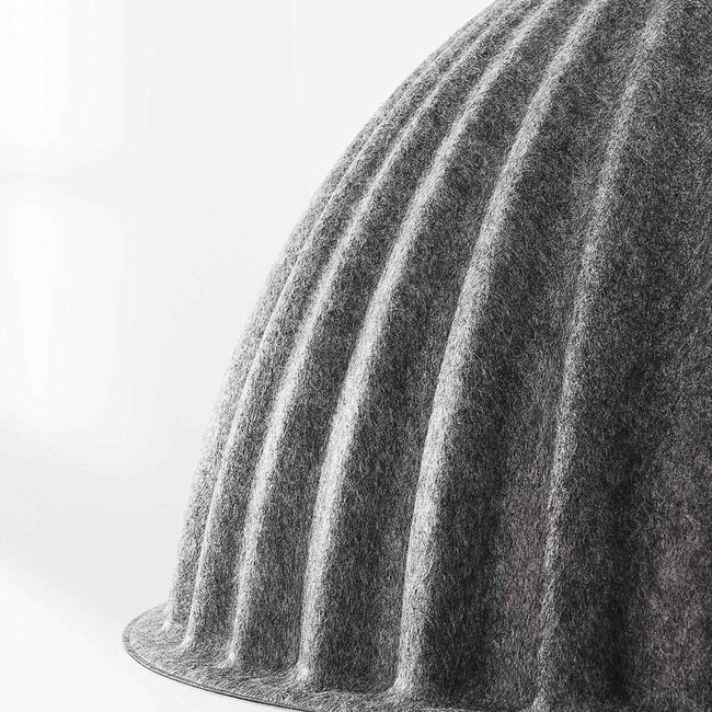 Pendant light Siza with folded grey textile look – Ø77 cm