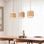 Bris Rattan Pendant Light with three cream fabric inner shades