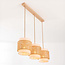 Bris Rattan Pendant Light with three cream fabric inner shades
