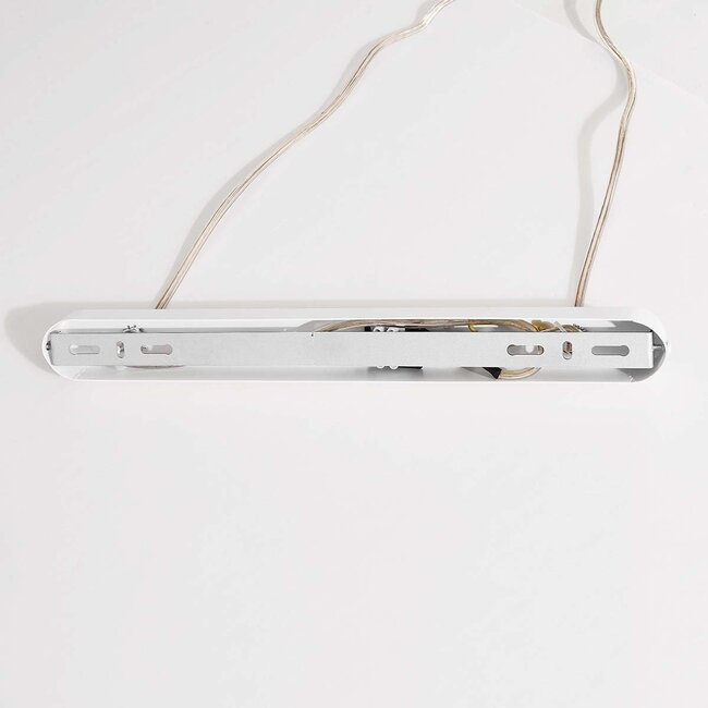 5-light pendant lamp Zenner – natural linen with wood and White accents