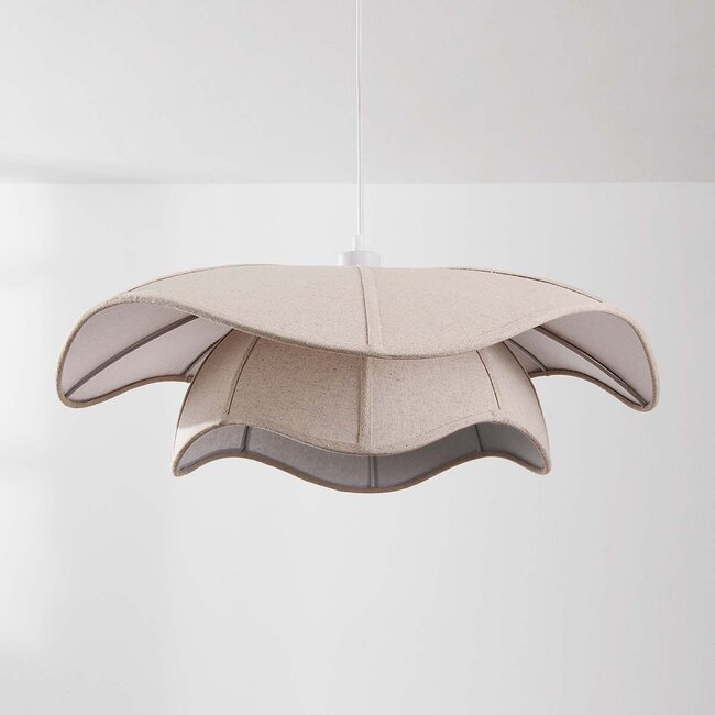 Vea Pendant Light with Organic Beige-Grey Linen Shade