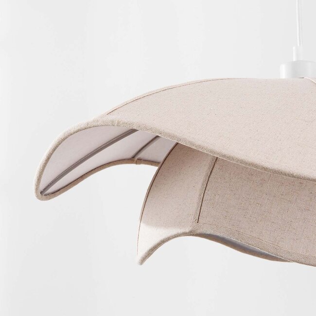 Pendant light Vea with organic beige-grey linen shade