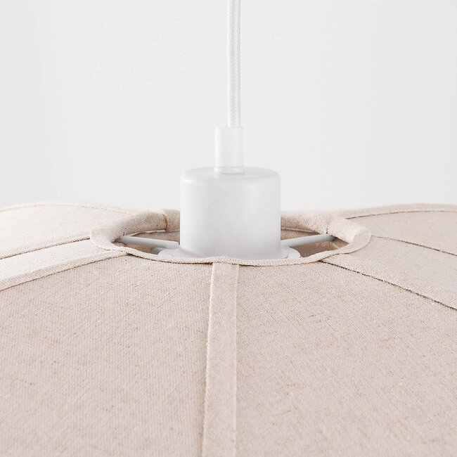 Vea Pendant Light with Organic Beige-Grey Linen Shade