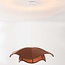 Pendant light Vea with organic linen shade in warm brown