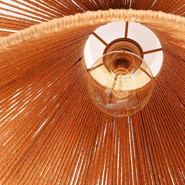Natural ceiling light Eira made of paper cord in an organic shape