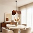 Modern Juna pendant lamp with brown linen shade in an organic shape