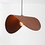 Modern Juna pendant lamp with brown linen shade in an organic shape