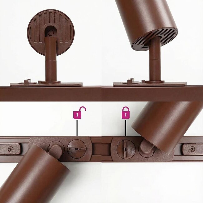 Modern 1.5 metre single-phase track lighting system with Jill spotlights - brown