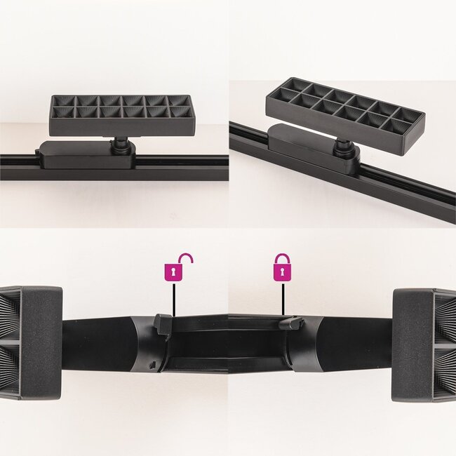 Black 1-phase track lighting system, 1.5 metres long, with Varo spotlights 4000K