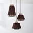 Boho 3-light pendant lamp Yra with cotton rope in warm Taupe and dark brown