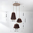 Boho 3-light pendant lamp Yra with cotton rope in warm Taupe and dark brown
