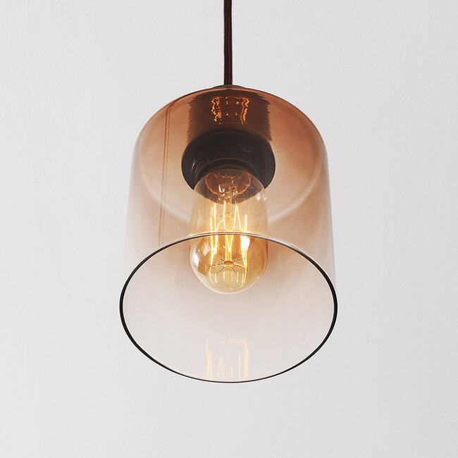 Pendant lamp Palaio with three glass shades in brown ombre effect
