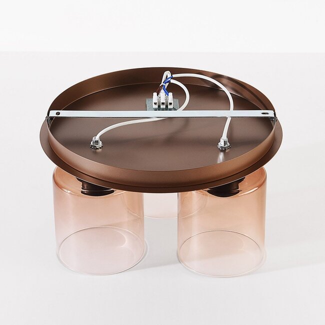 Ceiling lamp Lyo with three glass shades in brown ombre effect