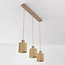3-light pendant lamp Carrizo in beige with woven paper cord