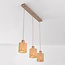 3-light pendant light Carrizo - beige with woven rope