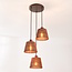 3-light pendant light Tami - natural bamboo and warm bronze