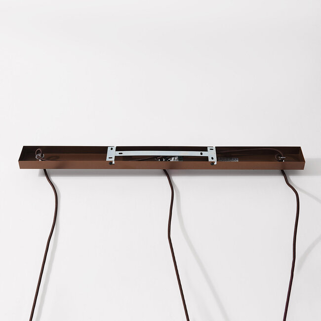 3-light Veya pendant lamp with natural bamboo shades and warm bronze